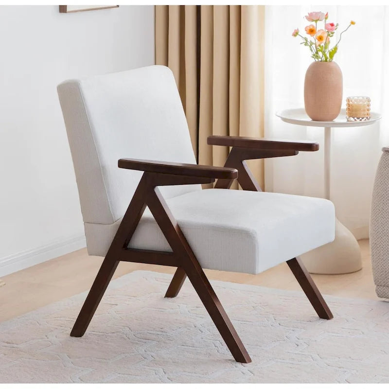 Fauteuil d'appoint rembourré bleu/blanc/gris de style Mid-Century, lot de 2