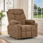 Fauteuil inclinable massant et releveur électrique – Tissu / Similicuir, Gris / Marron, 1 place