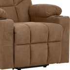 Fauteuil inclinable massant et releveur électrique – Tissu / Similicuir, Gris / Marron, 1 place