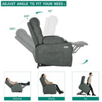 Fauteuil inclinable massant et releveur électrique – Tissu / Similicuir, Gris / Marron, 1 place