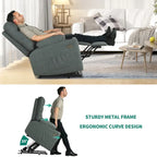 Fauteuil inclinable massant et releveur électrique – Tissu / Similicuir, Gris / Marron, 1 place