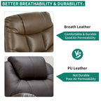 Fauteuil inclinable massant et releveur électrique – Tissu / Similicuir, Gris / Marron, 1 place