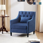 Fauteuil d'appoint capitonné bleu / sarcelle foncé / beige avec oreiller, une place