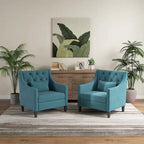 Fauteuil d'appoint capitonné bleu / sarcelle foncé / beige avec oreiller, une place