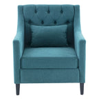 Fauteuil d'appoint capitonné bleu / sarcelle foncé / beige avec oreiller, une place