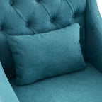 Fauteuil d'appoint capitonné bleu / sarcelle foncé / beige avec oreiller, une place