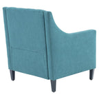 Fauteuil d'appoint capitonné bleu / sarcelle foncé / beige avec oreiller, une place