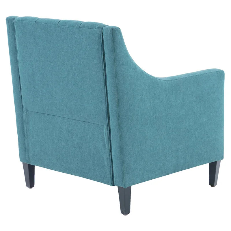 Fauteuil d'appoint capitonné bleu / sarcelle foncé / beige avec oreiller, une place