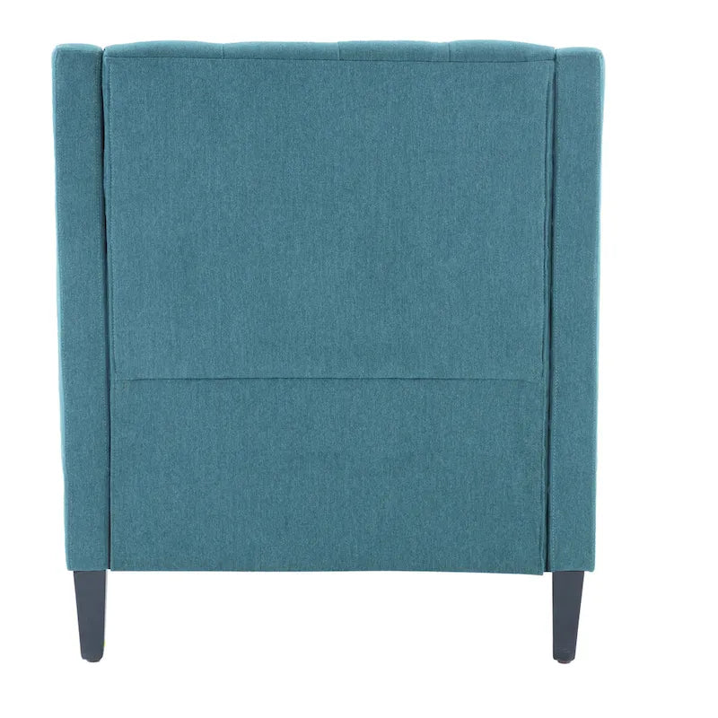 Fauteuil d'appoint capitonné bleu / sarcelle foncé / beige avec oreiller, une place