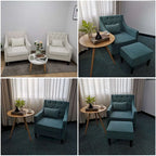 Fauteuil d'appoint capitonné bleu / sarcelle foncé / beige avec oreiller, une place