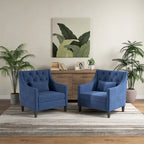 Fauteuil d'appoint capitonné bleu / sarcelle foncé / beige avec oreiller, une place