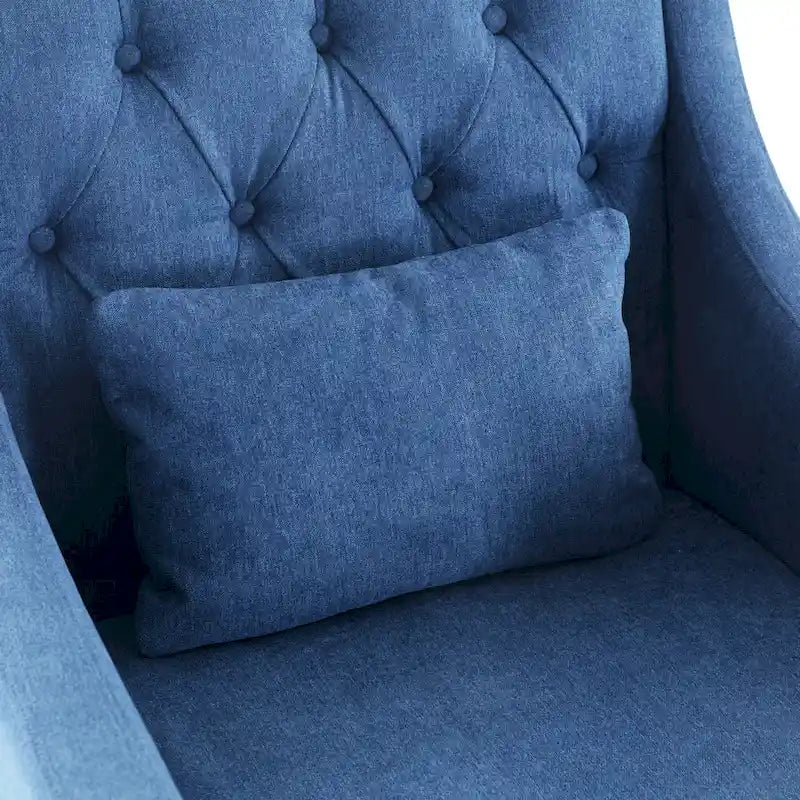 Fauteuil d'appoint capitonné bleu / sarcelle foncé / beige avec oreiller, une place