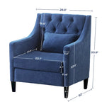 Fauteuil d'appoint capitonné bleu / sarcelle foncé / beige avec oreiller, une place