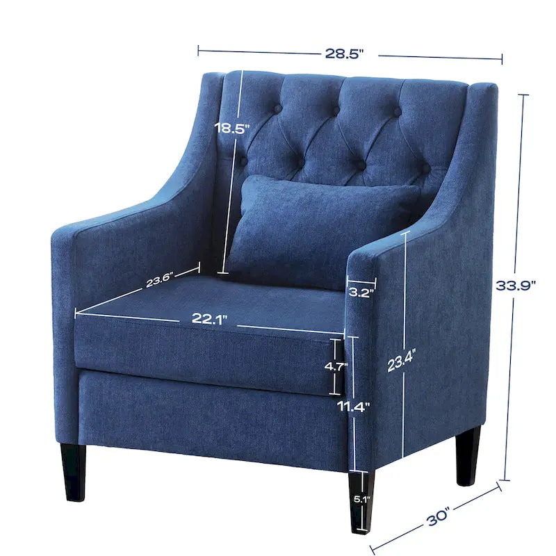 Fauteuil d'appoint capitonné bleu / sarcelle foncé / beige avec oreiller, une place