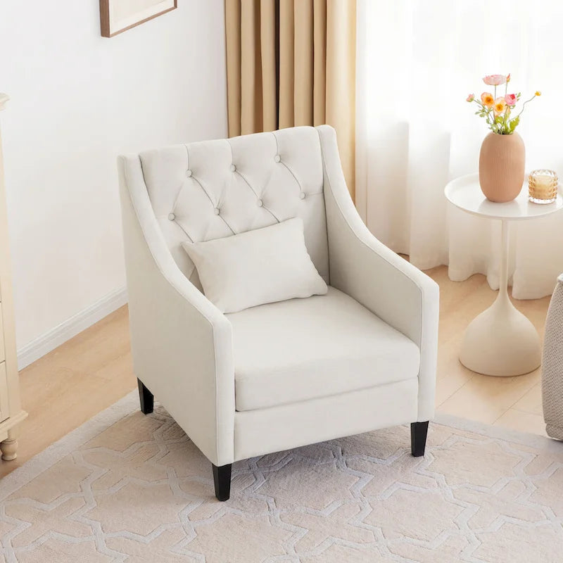 Fauteuil d'appoint capitonné bleu / sarcelle foncé / beige avec oreiller, une place