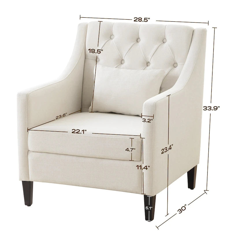 Fauteuil d'appoint capitonné bleu / sarcelle foncé / beige avec oreiller, une place