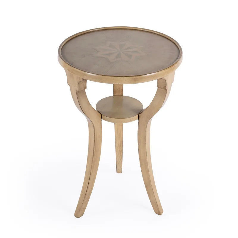 Table d'appoint ronde en bois marron, 3 pieds évasés, 1 personne