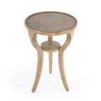 Table d'appoint ronde en bois marron, 3 pieds évasés, 1 personne