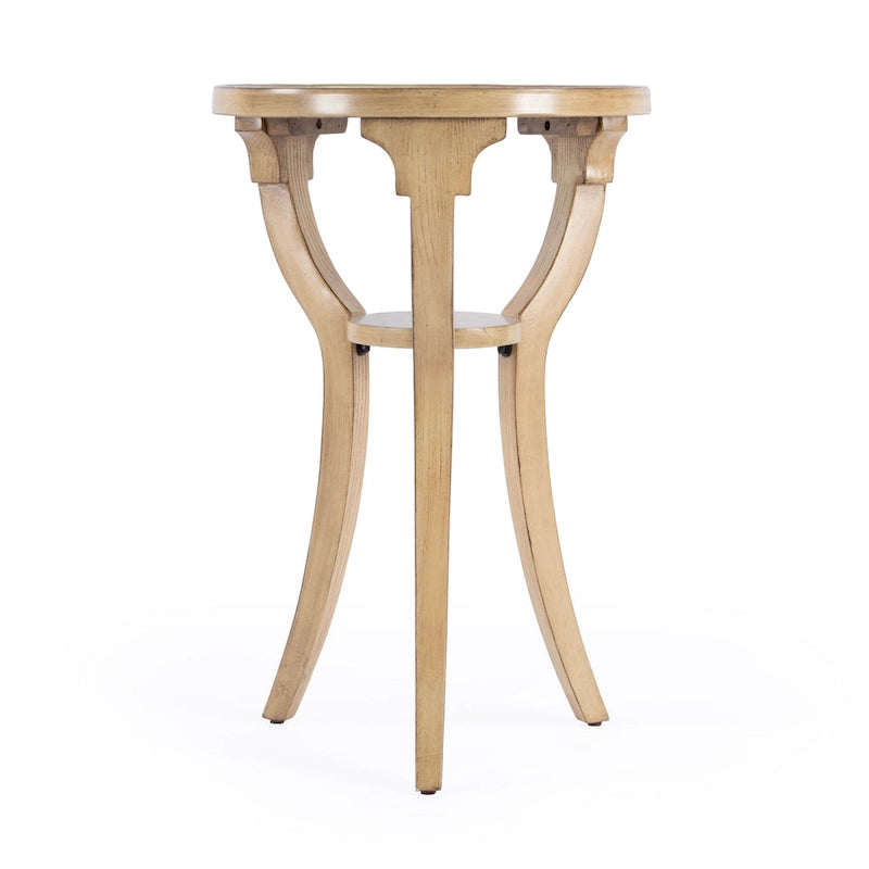 Table d'appoint ronde en bois marron, 3 pieds évasés, 1 personne