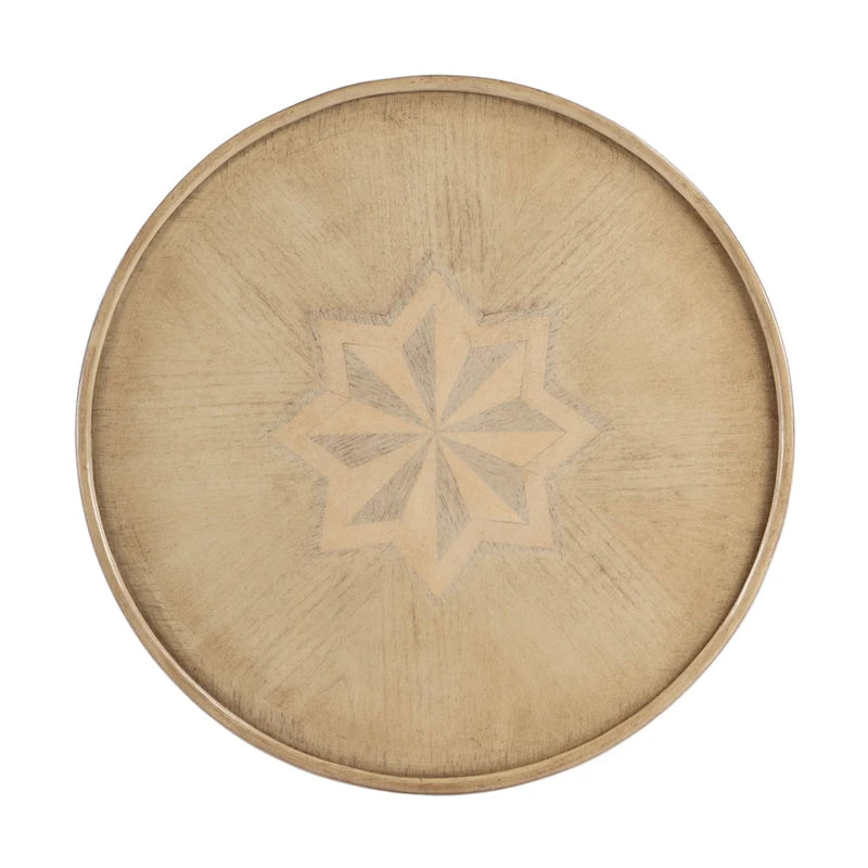 Table d'appoint ronde en bois marron, 3 pieds évasés, 1 personne