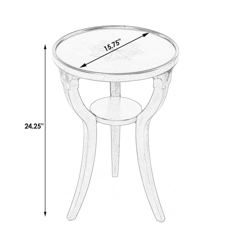 Table d'appoint ronde en bois marron, 3 pieds évasés, 1 personne