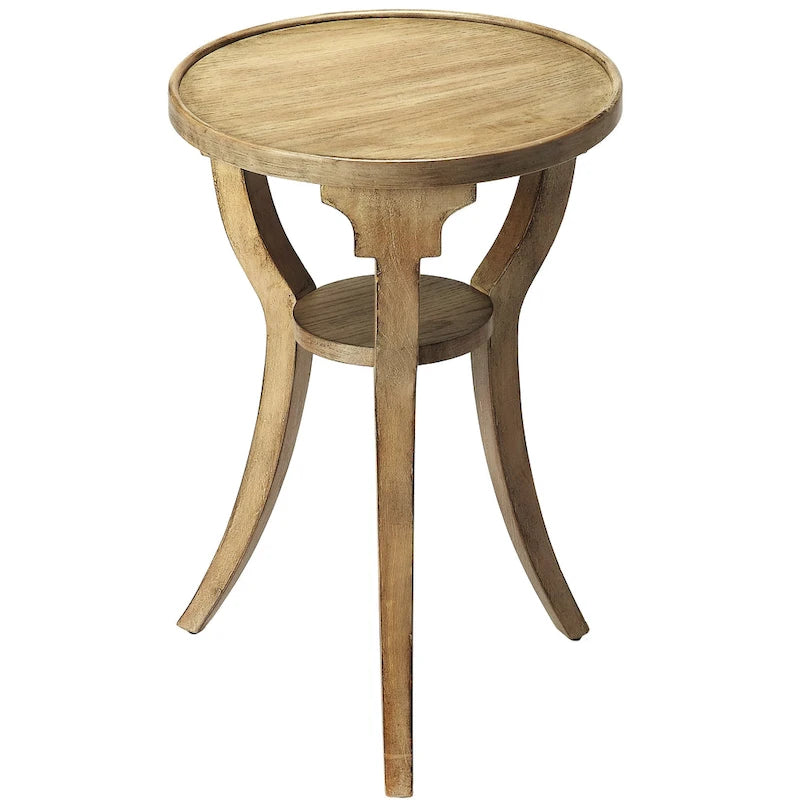 Table d'appoint ronde en bois marron, 3 pieds évasés, 1 personne