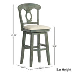 Tabouret de comptoir et de bar pivotant Napoléon multi-couleurs antique en chêne, lot de 1