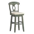 Tabouret de comptoir et de bar pivotant Napoléon multi-couleurs antique en chêne, lot de 1