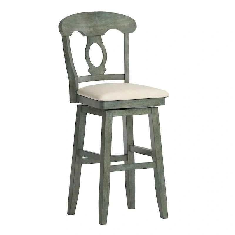 Tabouret de comptoir et de bar pivotant Napoléon multi-couleurs antique en chêne, lot de 1