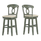 Tabouret de comptoir et de bar pivotant Napoléon multi-couleurs antique en chêne, lot de 1