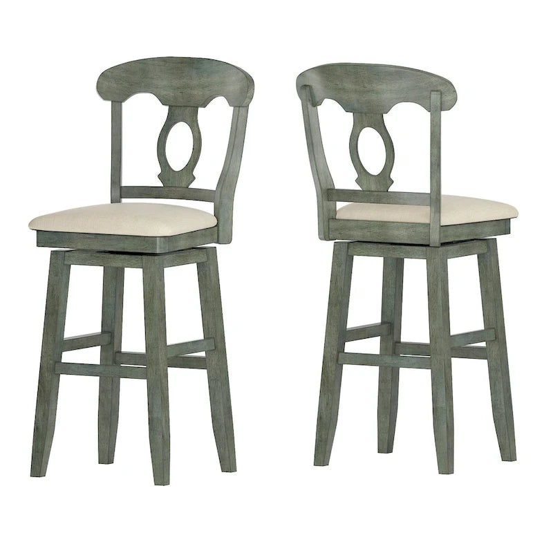 Tabouret de comptoir et de bar pivotant Napoléon multi-couleurs antique en chêne, lot de 1