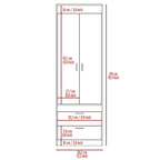 Armoire double porte noire / blanche / grise avec 2 tiroirs et tringle à vêtements, 1 personne