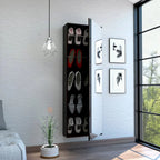 Armoire double porte noire / blanche / grise avec 2 tiroirs et tringle à vêtements, 1 personne