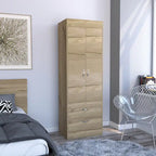 Armoire double porte noire / blanche / grise avec 2 tiroirs et tringle à vêtements, 1 personne