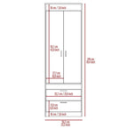 Armoire double porte noire / blanche / grise avec 2 tiroirs et tringle à vêtements, 1 personne