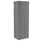 Armoire double porte noire / blanche / grise avec 2 tiroirs et tringle à vêtements, 1 personne