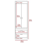 Armoire double porte noire / blanche / grise avec 2 tiroirs et tringle à vêtements, 1 personne