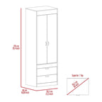 Armoire double porte noire / blanche / grise avec 2 tiroirs et tringle à vêtements, 1 personne