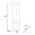 Armoire double porte noire / blanche / grise avec 2 tiroirs et tringle à vêtements, 1 personne