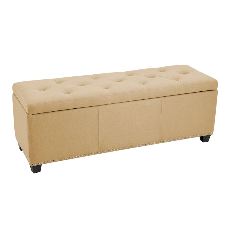 Sable/Marron clair · Gris · Gris foncé | Banc de rangement capitonné avec couvercle relevable | Siège simple