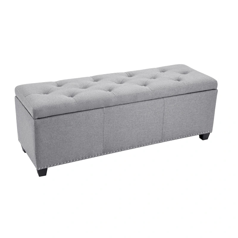 Sable/Marron clair · Gris · Gris foncé | Banc de rangement capitonné avec couvercle relevable | Siège simple