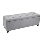 Sable/Marron clair · Gris · Gris foncé | Banc de rangement capitonné avec couvercle relevable | Siège simple