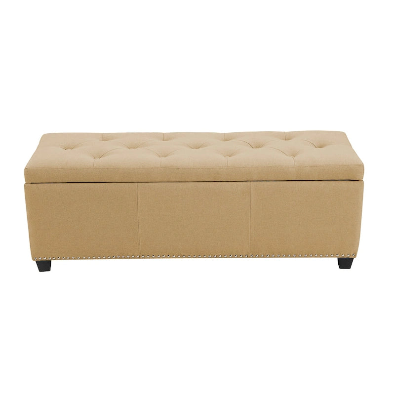 Sable/Marron clair · Gris · Gris foncé | Banc de rangement capitonné avec couvercle relevable | Siège simple