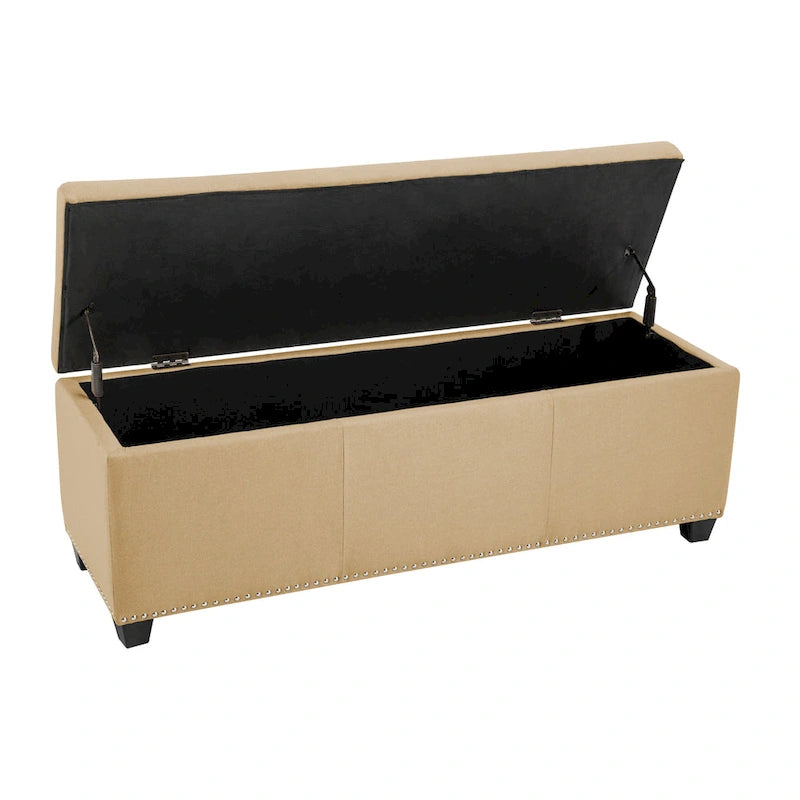 Sable/Marron clair · Gris · Gris foncé | Banc de rangement capitonné avec couvercle relevable | Siège simple