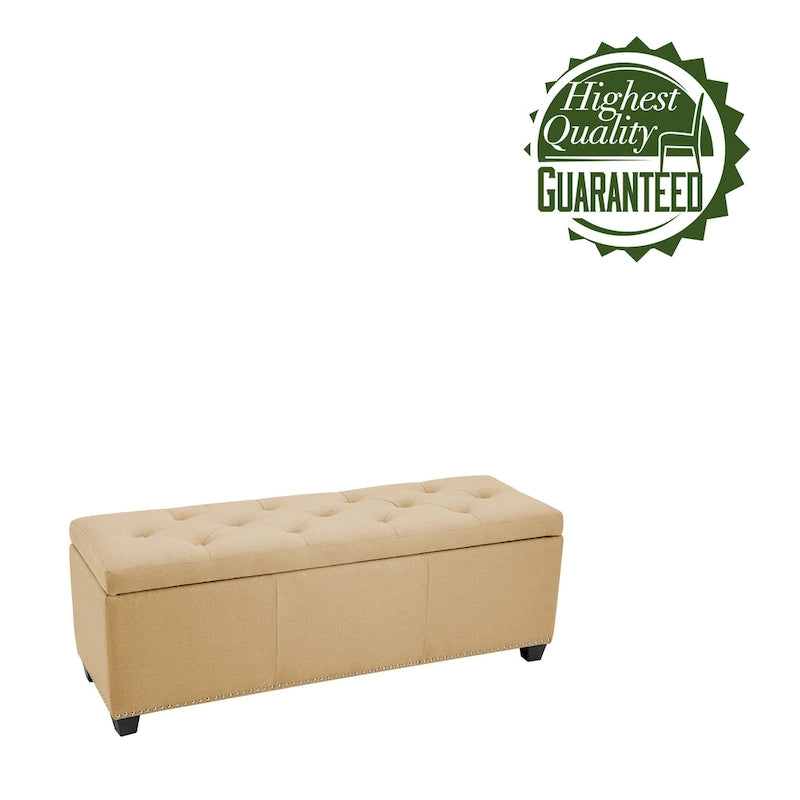 Sable/Marron clair · Gris · Gris foncé | Banc de rangement capitonné avec couvercle relevable | Siège simple