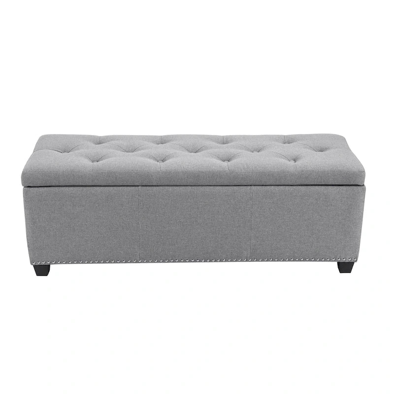 Sable/Marron clair · Gris · Gris foncé | Banc de rangement capitonné avec couvercle relevable | Siège simple