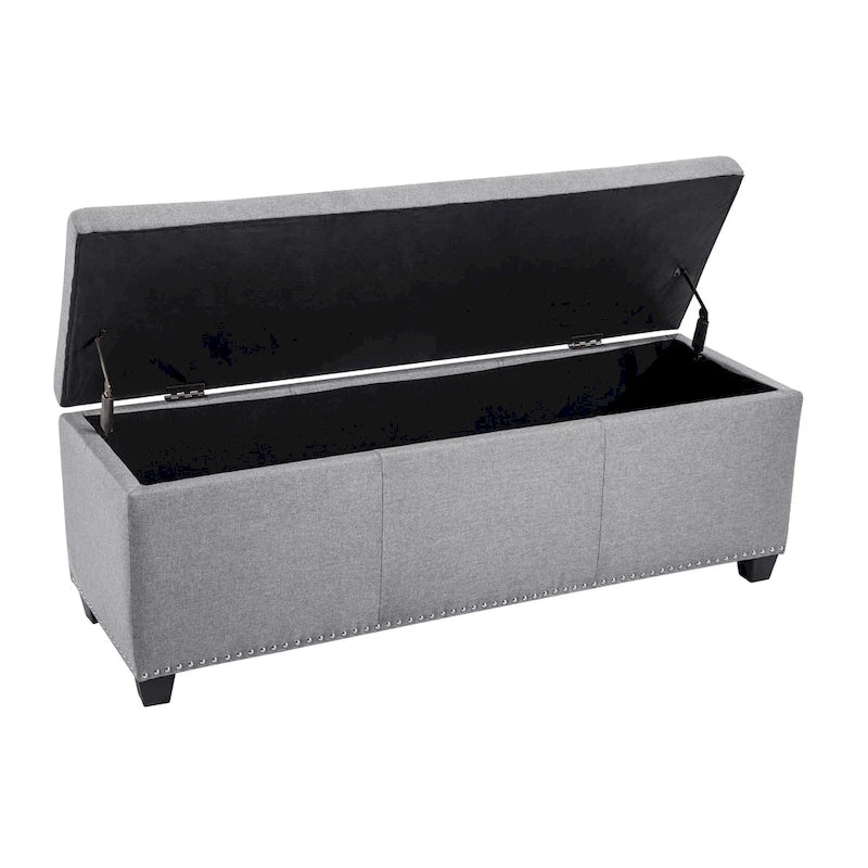 Sable/Marron clair · Gris · Gris foncé | Banc de rangement capitonné avec couvercle relevable | Siège simple