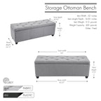 Sable/Marron clair · Gris · Gris foncé | Banc de rangement capitonné avec couvercle relevable | Siège simple