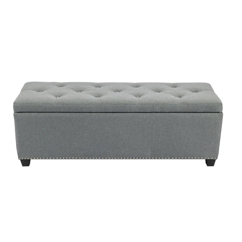 Sable/Marron clair · Gris · Gris foncé | Banc de rangement capitonné avec couvercle relevable | Siège simple