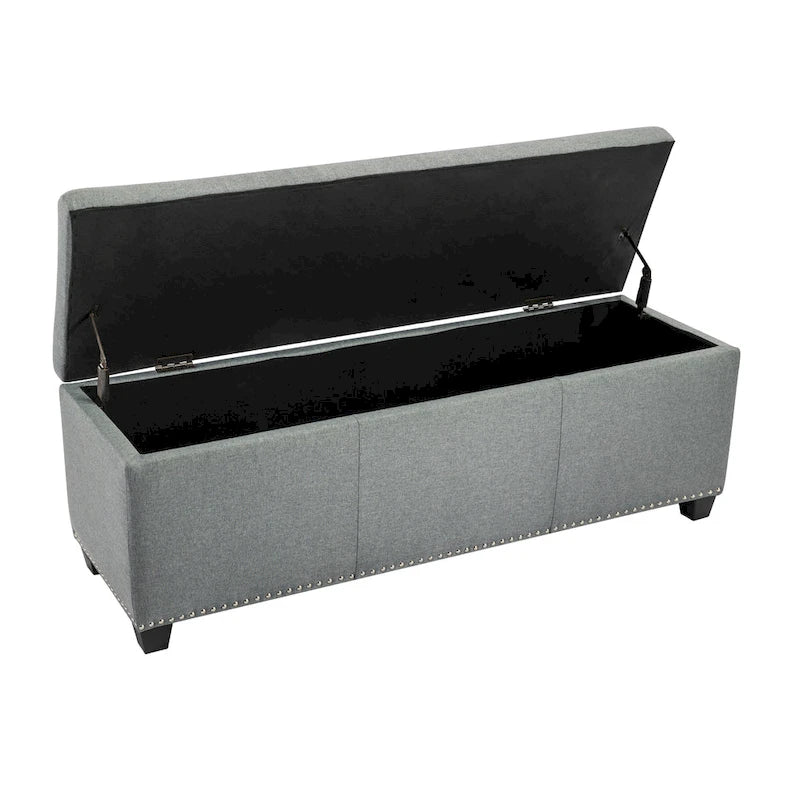 Sable/Marron clair · Gris · Gris foncé | Banc de rangement capitonné avec couvercle relevable | Siège simple